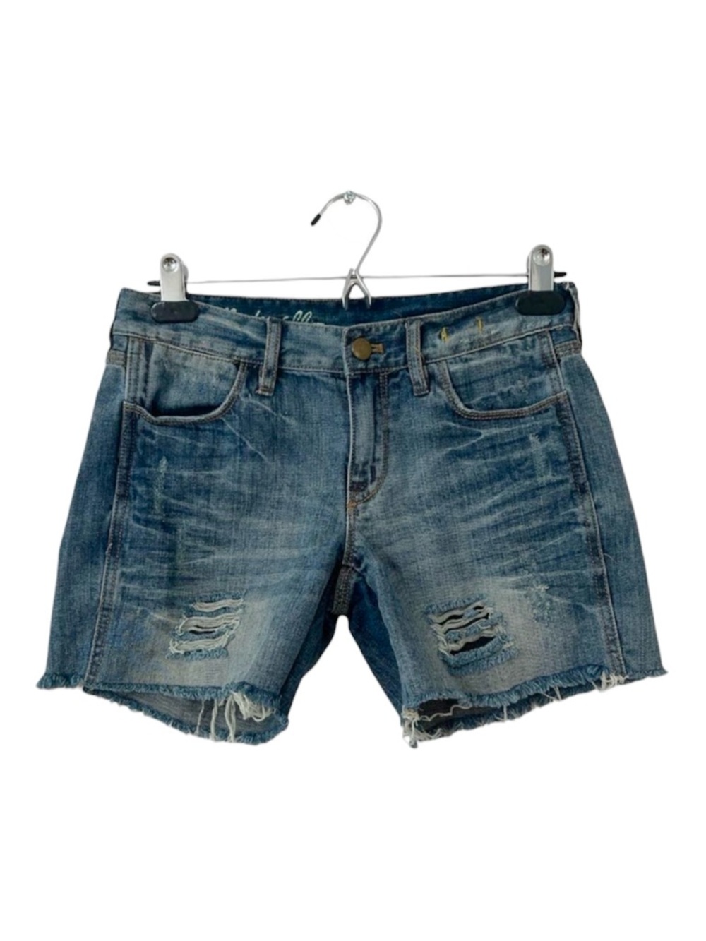 Madewell Distressed Cutoff Denim Shorts Size 25 Light Wash Low Rise Raw Hem - Picture 2 of 4